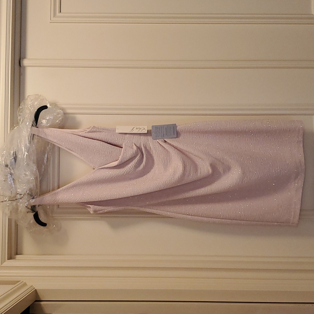 Eliza J dress, Size 2, champagne color with sparkle, zipper back, vneck & vback
